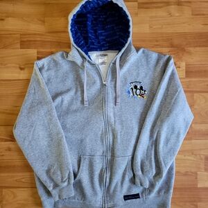 Walt Disney World Disneyland Resort 2010 Gray Zip-Up Hoodie XL, Cool Blue Lining